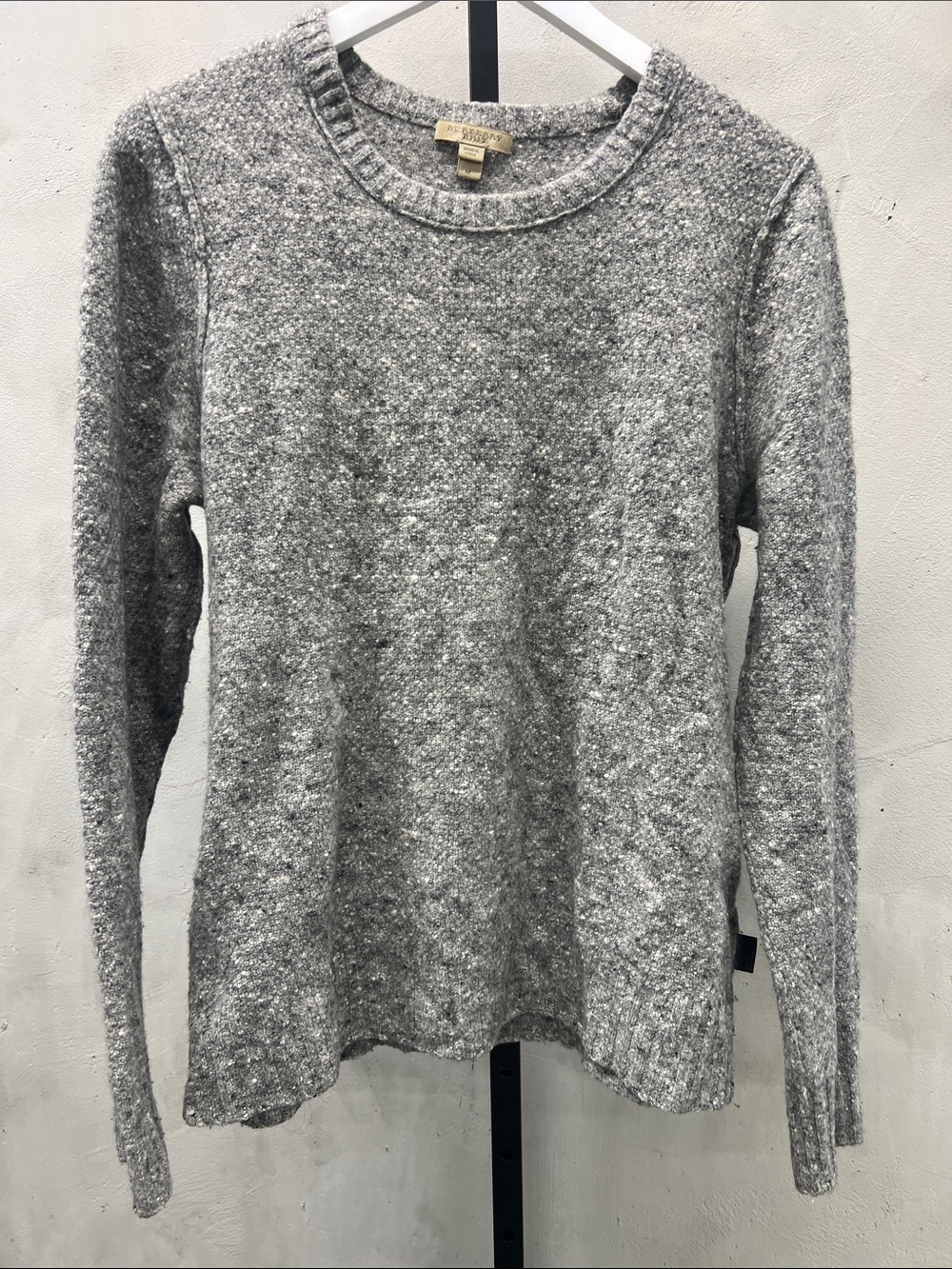 Burberry Gray Marled Knit Crewneck Sweater